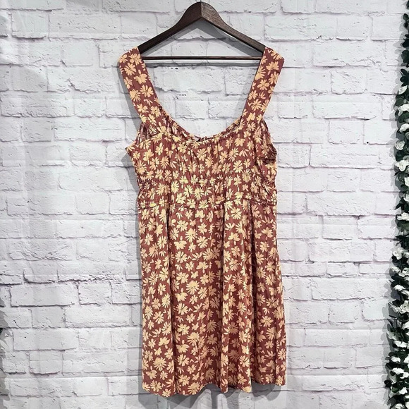Gap Tie Neck Smocked Mini Sundress Lined Floral Print Boho Casual Size XXL - Picture 3 of 13